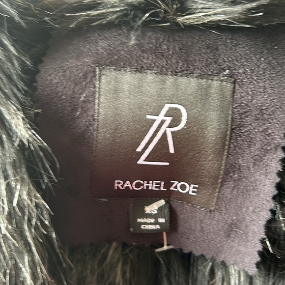 “Rachel Zoe”Black Suede Leather faux fur Vest - Picture 4 of 5